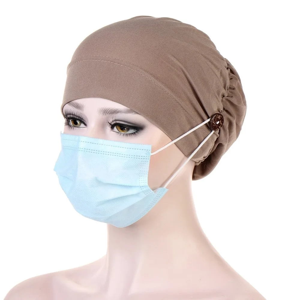 Helisopus Multicolor Muslim Linen Turban with Button Fashion Elastic Inner Hijab Cap Wrap Head Scarf Hijabs Bonnet Ready To Wear |