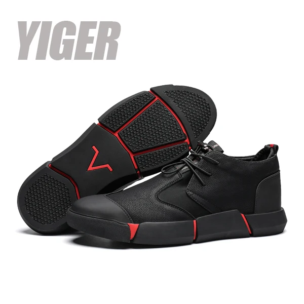 Black YIGER; мужская повседневная обувь; Новинка; кожаные мужские лоферы; кроссовки в британском стиле; модельные туфли на шнуровке; Мужская обувь для отдыха; большие размеры; 0355 - Цвет: Black