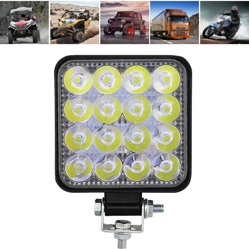 

Stainless Steel 12-24V MINI 48W 16LED Work Light Flood Beam Bar Car SUV Off-Road Driving Fog Lamps for car