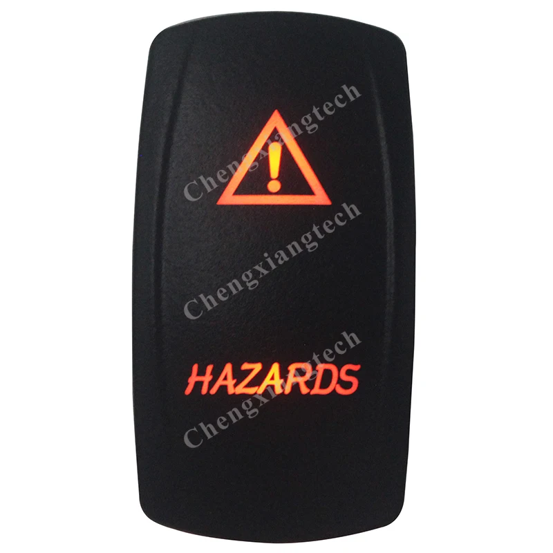 

Marine Grade Waterproof IP68 HAZARDS Rocker Switch Orange Led lamp 5 Pin ON/OFF SPST DC12V 24V Car Boat Rocker Switch