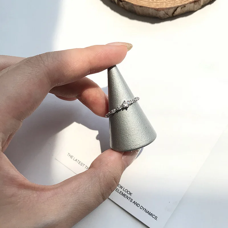AGLOVER 925 пробы Серебряное кольцо 3 шт./компл. и звездами с кольцом, блестящее циркониевое для изготовления браслета Ассорти Для женщин свадебные Модные украшения Рождественский подарок