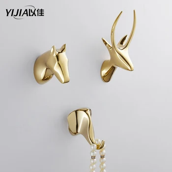 

Luxury metal Hanger Keys Creative American Hanging Hook Holder Wall Home Deer head Hook Decorative Hook Creative Animal Hooks