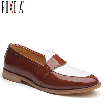 

ROXDIA brand fashion mens loafers patent leather casual slip on oxford man shoes for work male flats plus size 39-48 RXM152