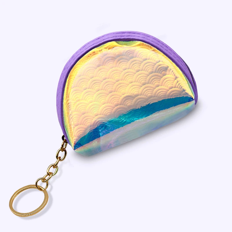 Прозрачная Лазерная оболочка маленькая сумка голографическая женская ПВХ кошельки для монет модная прозрачная сумочка для девочек держатель для карт для детских кошельков - Цвет: Purple Wave