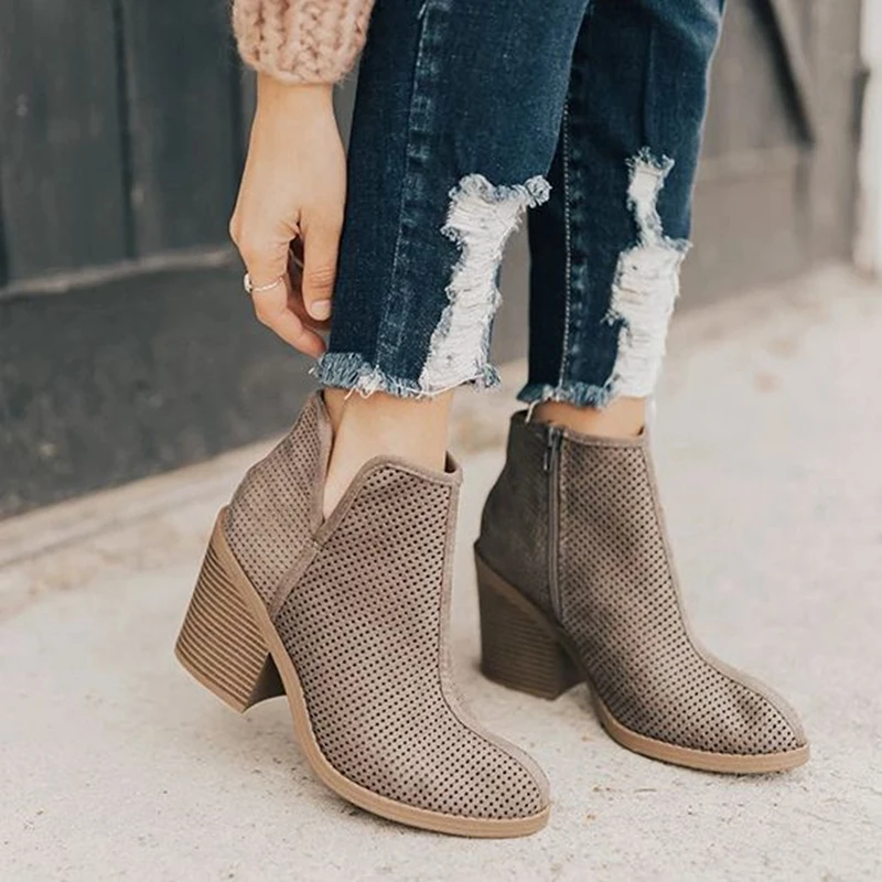

WENYUJH Woman Short Ankle Boots For Famale Shoes Spring Autumn Boots Short Plush Fashion Zip Female Boot Big Size 2019 New