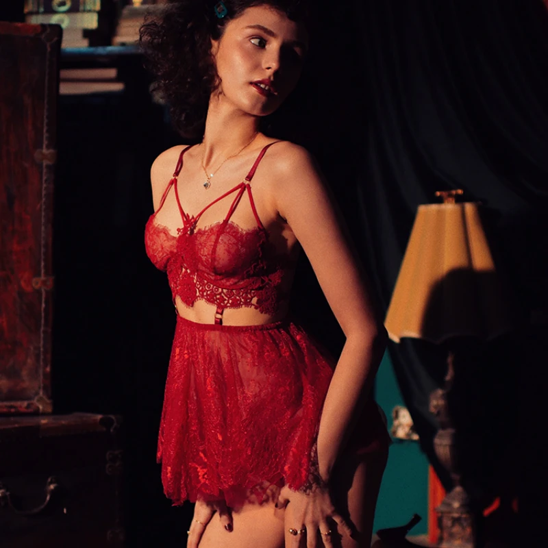 Ночная рубашка с кружевной вышивкой ночная для женщин цветами и ресницы