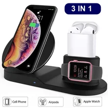 3 в 1 10 Вт Быстрая Зарядка Qi Беспроводное зарядное устройство для Apple Watch 2 3 4 Airpods для iPhone X Xs Max Xr Plus для samsung S9 S8 Note 9