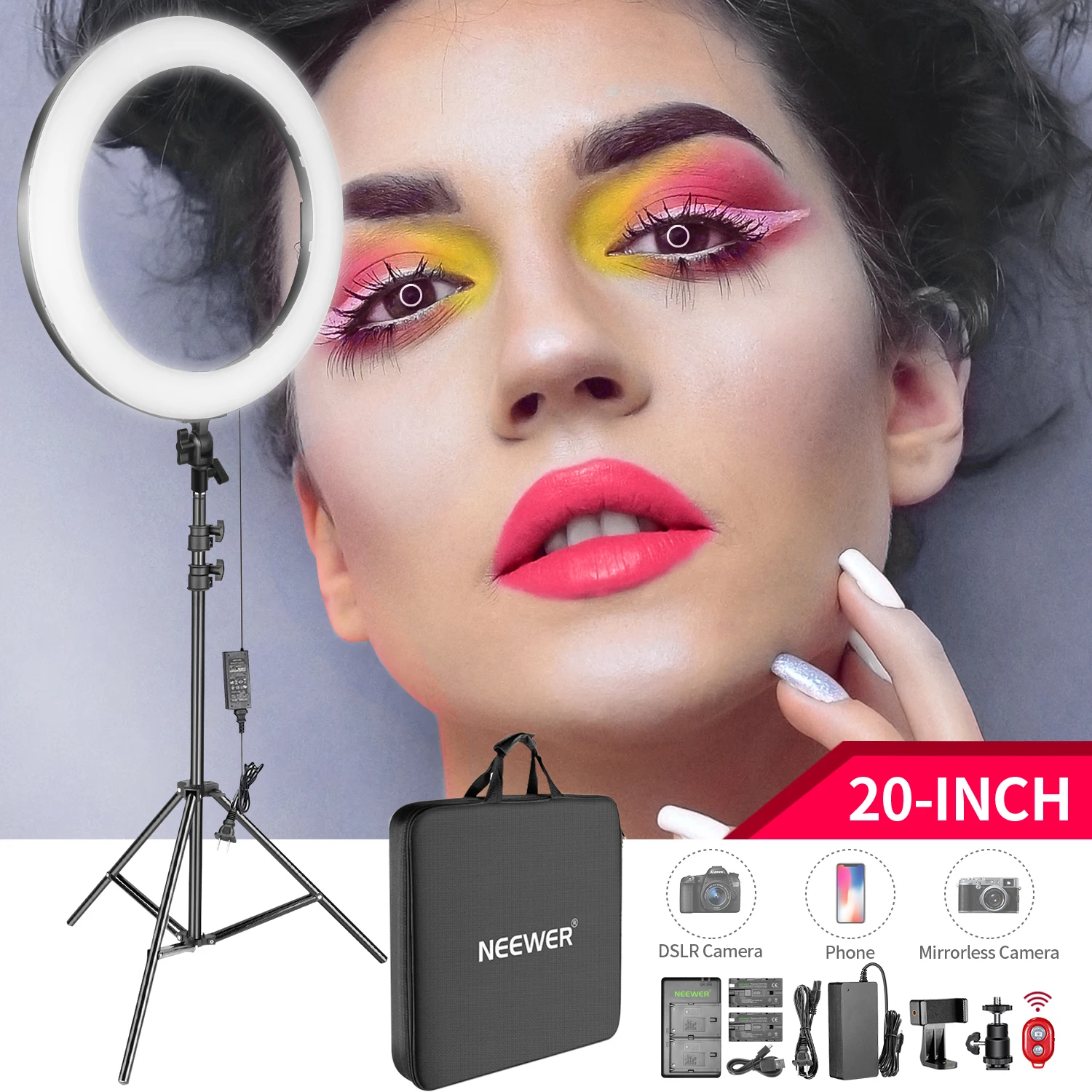 Neewer 20 дюймовый светодиодный кольцевой светильник 44W Dimmable bi цвет круг 2M Pro