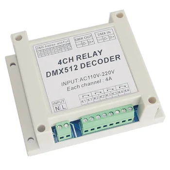 

Wholesale 4CH controller Decoder AC110-220V DMX RELAY 4 channel dmx512 3P relays dimmer use for RGB led strip lights led lamps