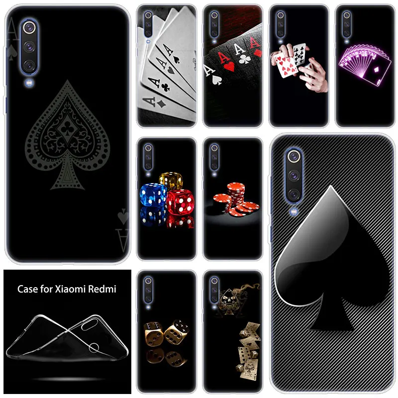 

luxury Silicone Case Poker dice chips for Xiaomi Mi CC9E 9SE 9T 8 Pro A2 A3 Lite 8SE A1 5X 6X Mix 3 2S Play Pocophone F1 Cover