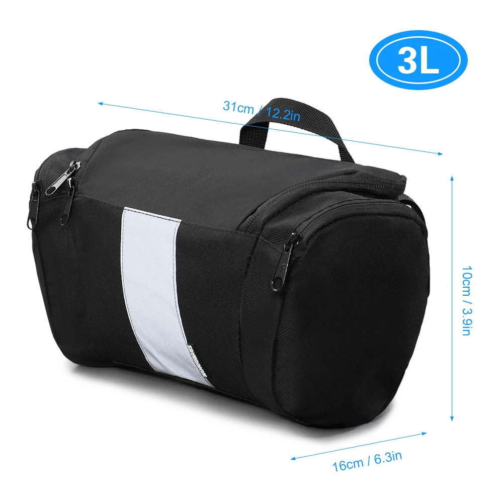 3L Bicycle Handlebar Bag Cycling MTB Mountain Road Bike Front Basket Pannier Bag Large Capacity Front Tube Bag