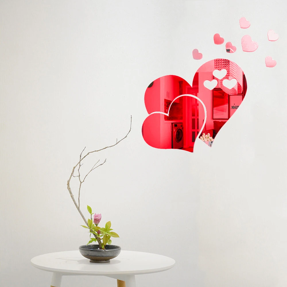 5 шт. акриловые зеркальные настенные наклейки 3D креативные зеркальные настенные наклейки в форме сердца Diy Декоративные наклейки для детской комнаты домашний декор
