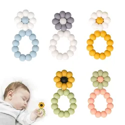 1pc bebê mordedor pulseira forma de flor dentição chocalhos molar bonito brinquedos mastigáveis contas de silicone produtos de enfermagem infantil jóias