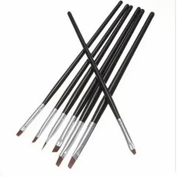 

7PCS/Bag Nail Brush Synthetic Fiber Phototherapy Brush UV Gel Acrylic Painting Wooden Handle Salon Nail Polish Polishing Brush