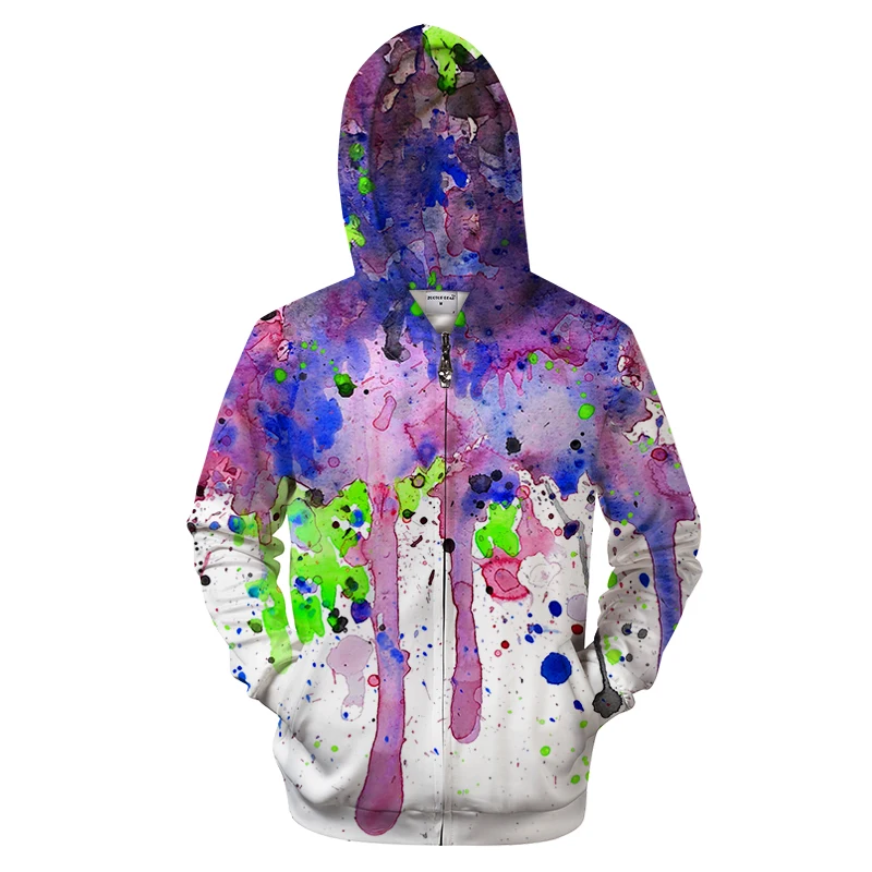 

New The colorful world Hoodies Zipper Print Hoodies 3D Cool Design Men Sweatshirts Casual Male Tracksuits Fashion Hood Tops Plus