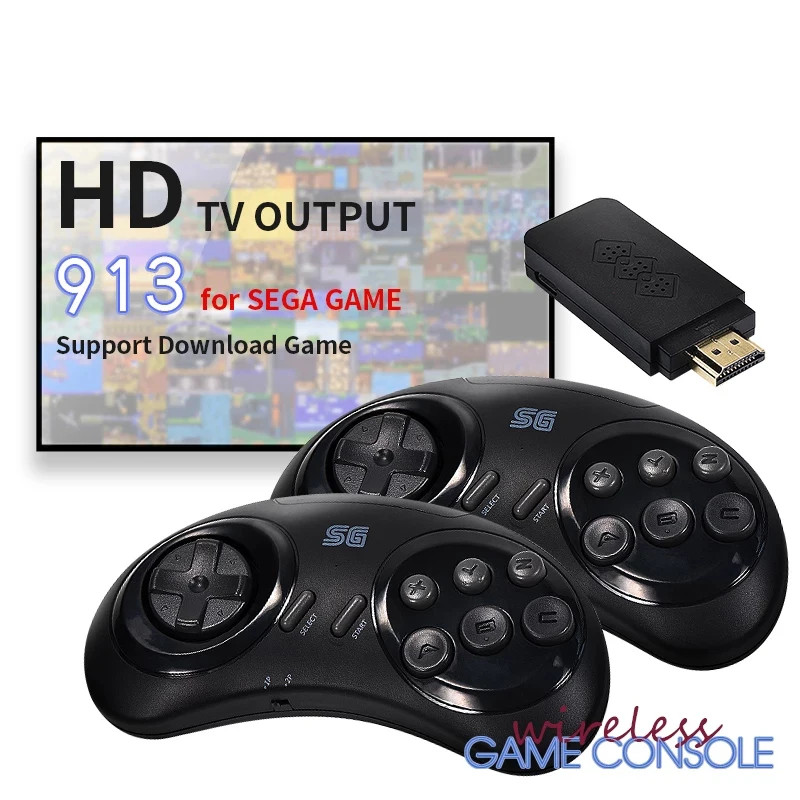 16-битная Беспроводная игровая консоль MD для Sega Genesis Stick HDMI-совместима с 900 + играми