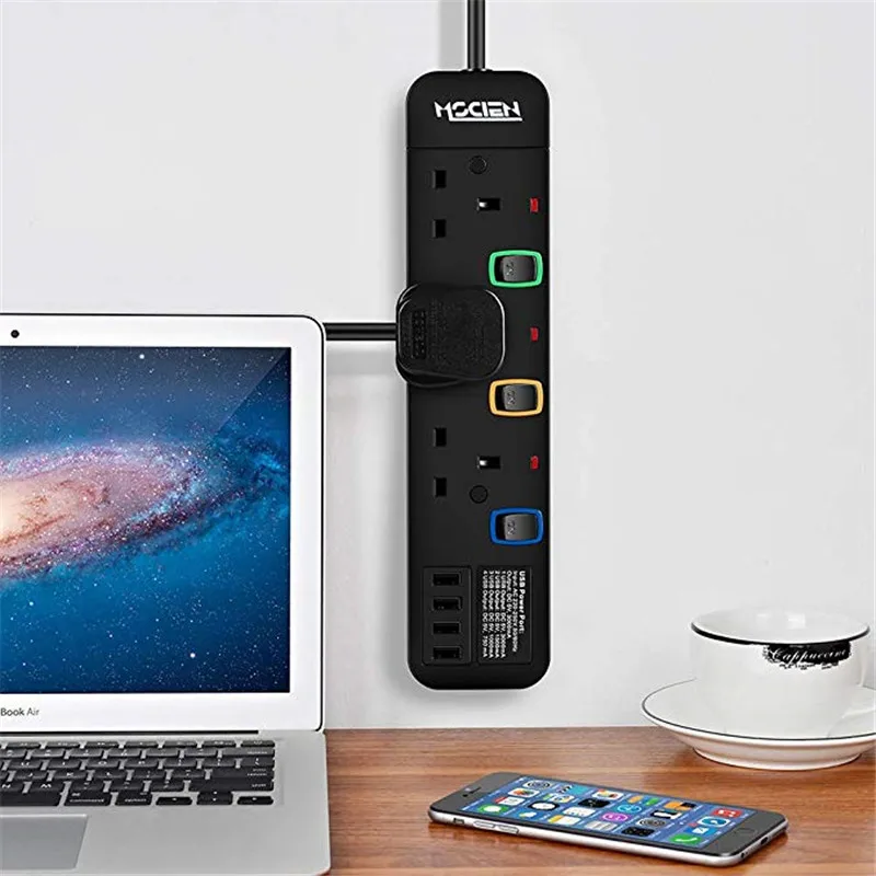 3M розетка-удлинитель UK Plug 3 розетки 4 порта USB зарядное устройство телефон адаптер зарядного устройства для планшета с переключателями для дома