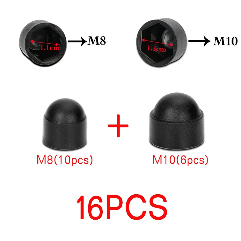 M8 M10 автомобильный болт гайка купольная Защитная крышка Открытый шестигранный пластиковый чехол Авто подходит для Volvo V40 V60 S60L S80 XC80 аксессуары - Название цвета: 16PCS