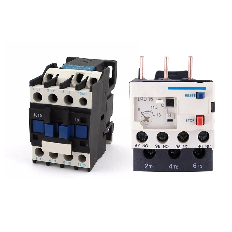 

3 Poles AC 9A - 13A Thermal Overload Electric Relay 1 NO 1 NC with Power AC Contactor 1NO AC 220V 50/60Hz Coil Motor Starter Rel