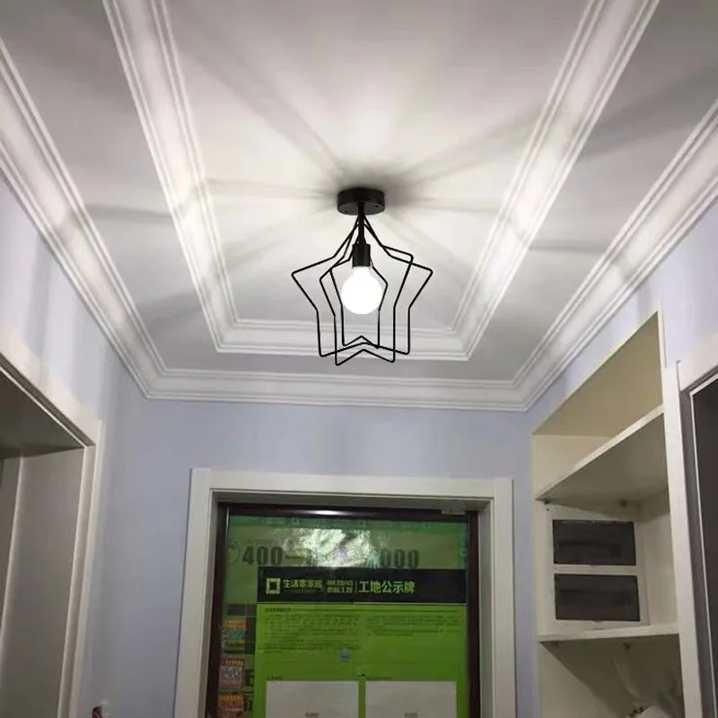 GLSZ Золотая/черная звезда потолочные светильники Современный Железный минималистичный креативный E27 90-260 В для гостиной кофе бар кафе лестница Подвесная лампа