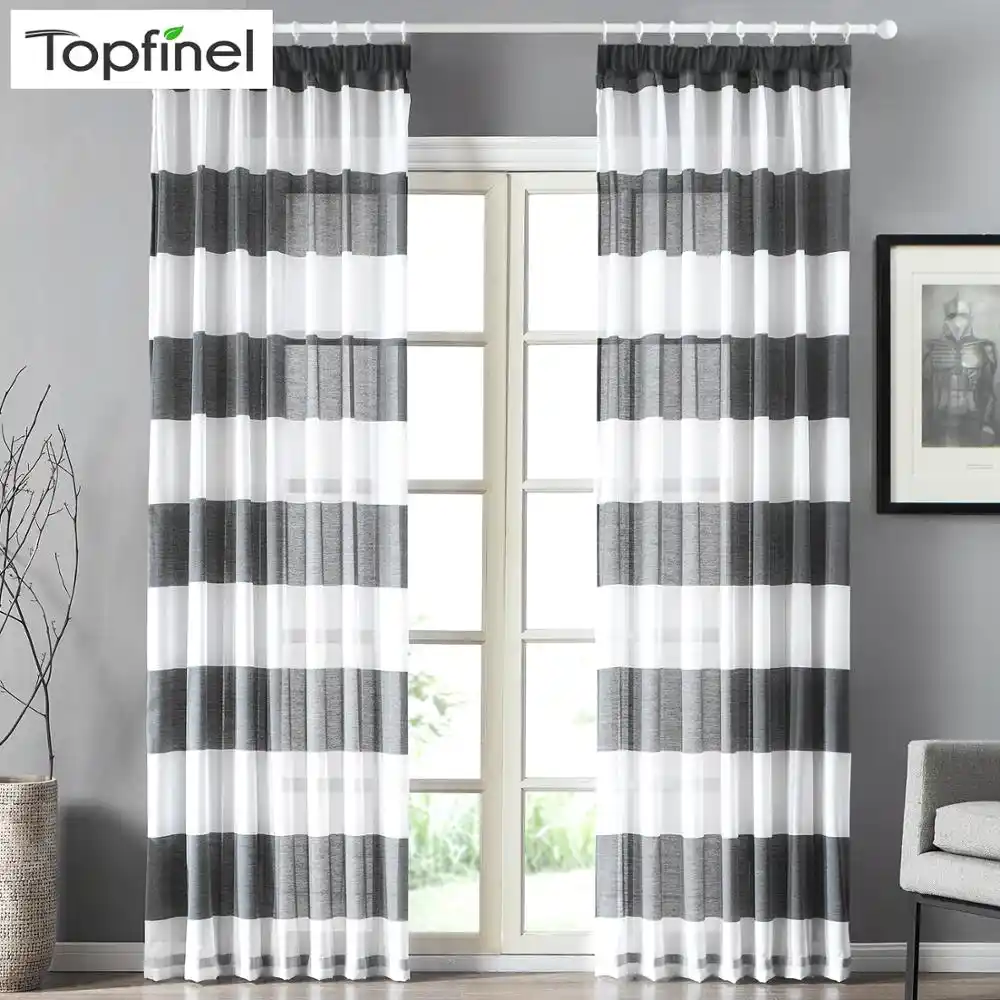 temno serye poluprozrachnye shtory topfinel dlya spalni kuhni gostinoj v polosku dekorativnye tyulevye shtory na okna 5 cvetov