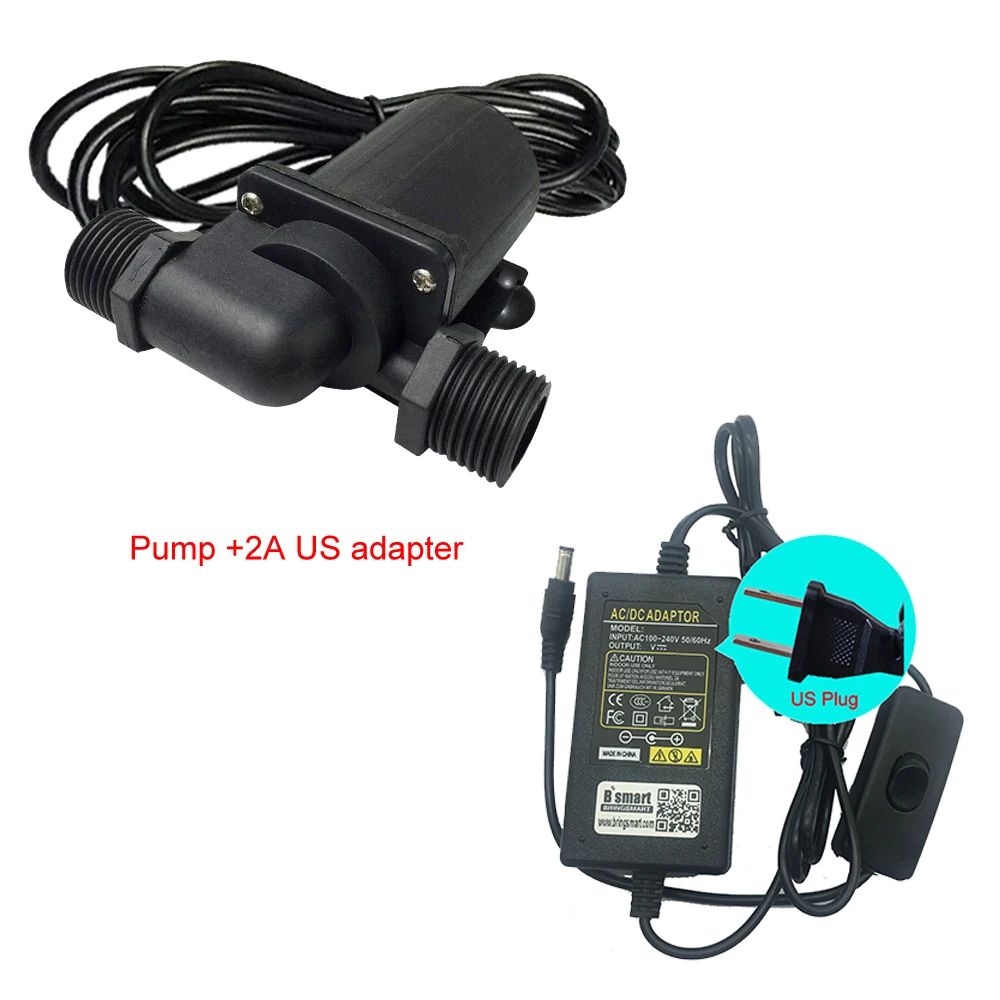 SR800D бустер водяной насос 12V 24V USB мини солнечной аквариум 600-1150L/ч ПЭТ водяной насос фонтана 3,5-7 м бесщеточный Circuation Системы - Напряжение: pump n 2A US adapter