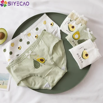 

M-XXL Women Sexy Cotton Panties Bow Underpants Mid-waist Soft Panty Fruit Fresh Gilrs Briefs Female Simple Underwear Lingerie