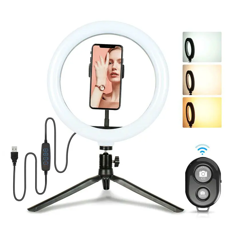 

Selfie LED Fill Ring Light w/Desk Tripod Stand Remote shutter Live Streaming Makeup Livelit Youtube Lighting 16CM/26CM