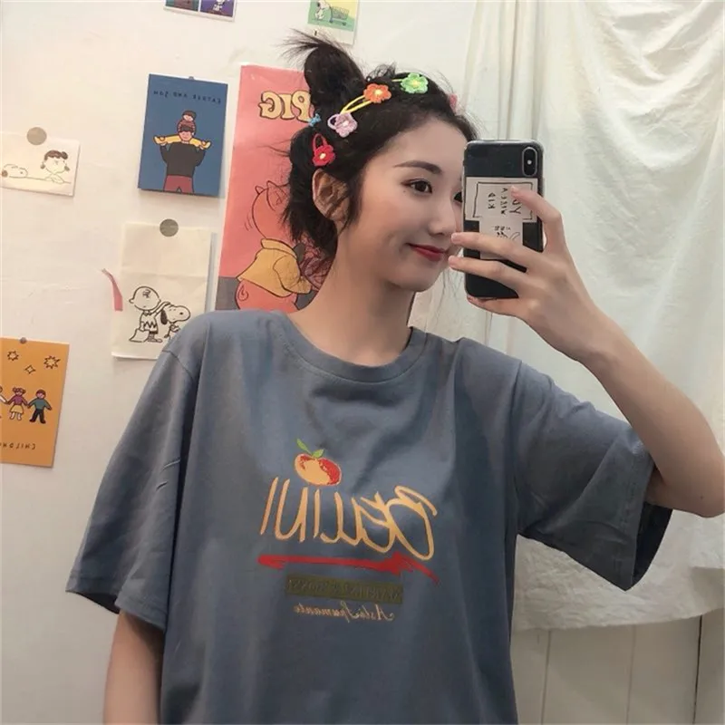 Women's T-shirts Tunic Kawaii Ladies Vintagestriped Short Sleeve T-shirt Female Ulzzang Harajuku Tee For Women Casual Top cotton | Женская