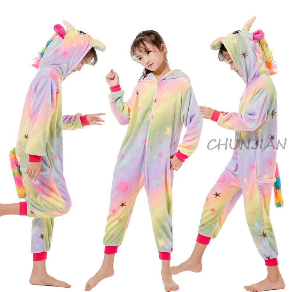 Новая зимняя Фланелевая пижама с животными для мальчиков, новая детская пижама со звездой и луной, пижама с единорогом для девочек, пижамы для детей 4, 6, 8, 10, 12 лет - Цвет: LA35