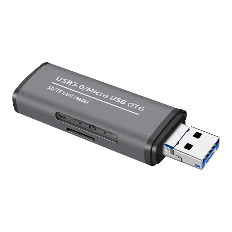 Металлический 2в1 USB3.0/Micro USB к SD/Micro SD кард-ридер Micro USB OTG адаптер для MacBook samsung huawei Xiaomi PC ноутбук