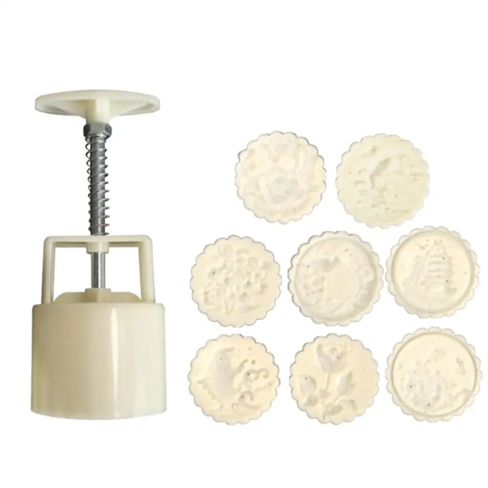 

Cake Molds Chinese Tranditional Mid-autumn Festival Mooncake Mold Durable Powerful Hand Press Moon Cake Cutter Molds Set 4FM