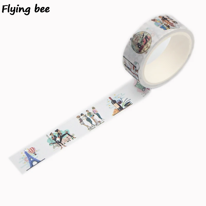 20 шт./партия Flyingbee 15 мм X 5 м иллюстрации велосипед Васи клейкие ленты бумага DIY планировщик Маскировочная лента Париж клей наклейки с лентами X0505