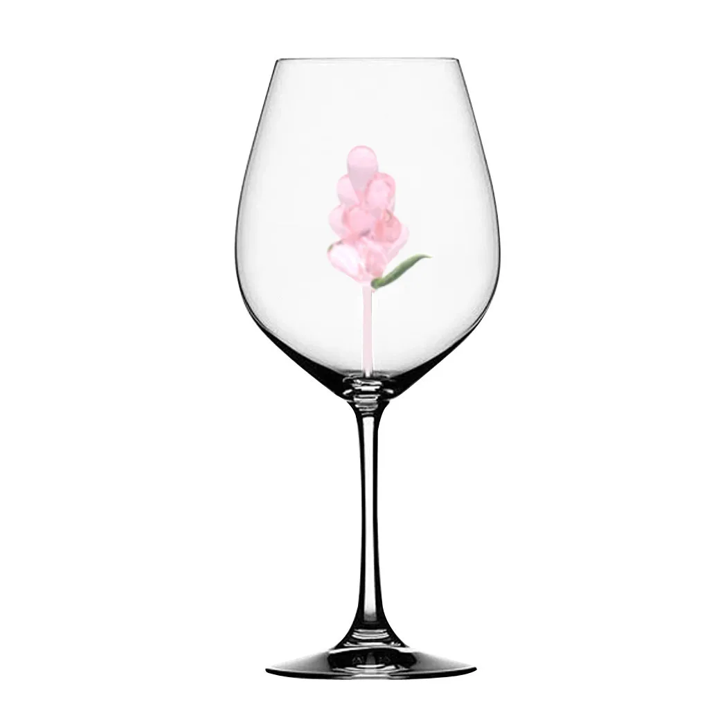 Pink flower red wine cup Home Powder Flower Red Wine Glass Wine Bottle Crystal For Party Flutes Glass Pink flower red wine cup