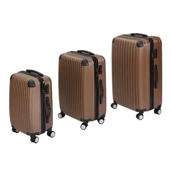 

(From Spain) Set Of 3 Pieces Wheeled Trolley Suitcase Bag Hard Shell Travel Luggage Cover Suitcase Case With Stretchable Trolley