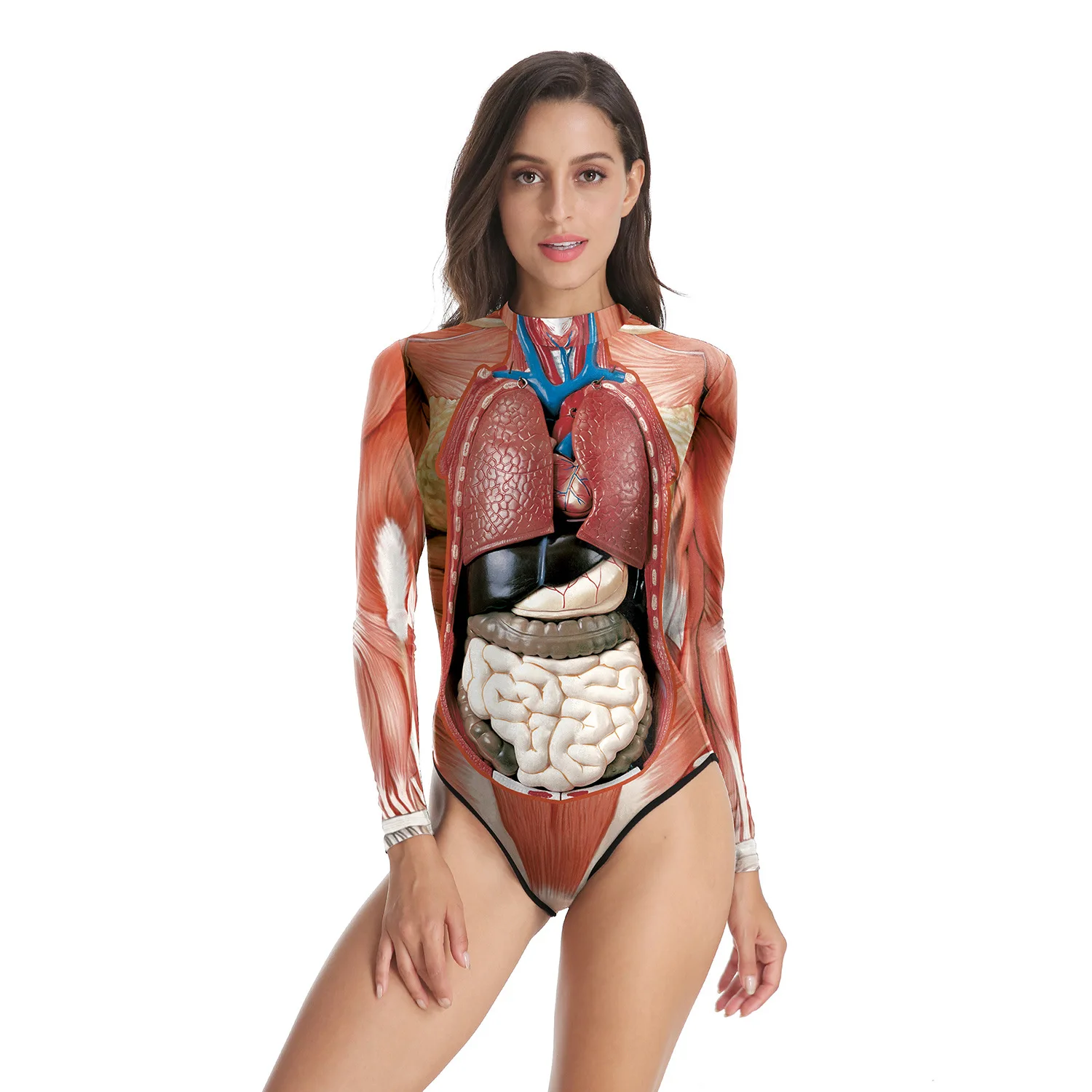 Human Anatomy Body One Piece Jumpsuit for Women Summer 2020 Long Sleeve Bodysuit Unique
