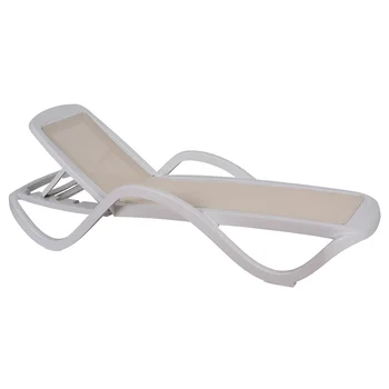 

Lounger CARIHUELA, arms, white polypropylene, textilene beige