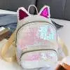 Женский Блестящий рюкзак с милыми ушками, двойная сумка на плечо, мини шикарные рюкзаки для девочек, расшитый блестками туристический рюкзак - Цвет: White