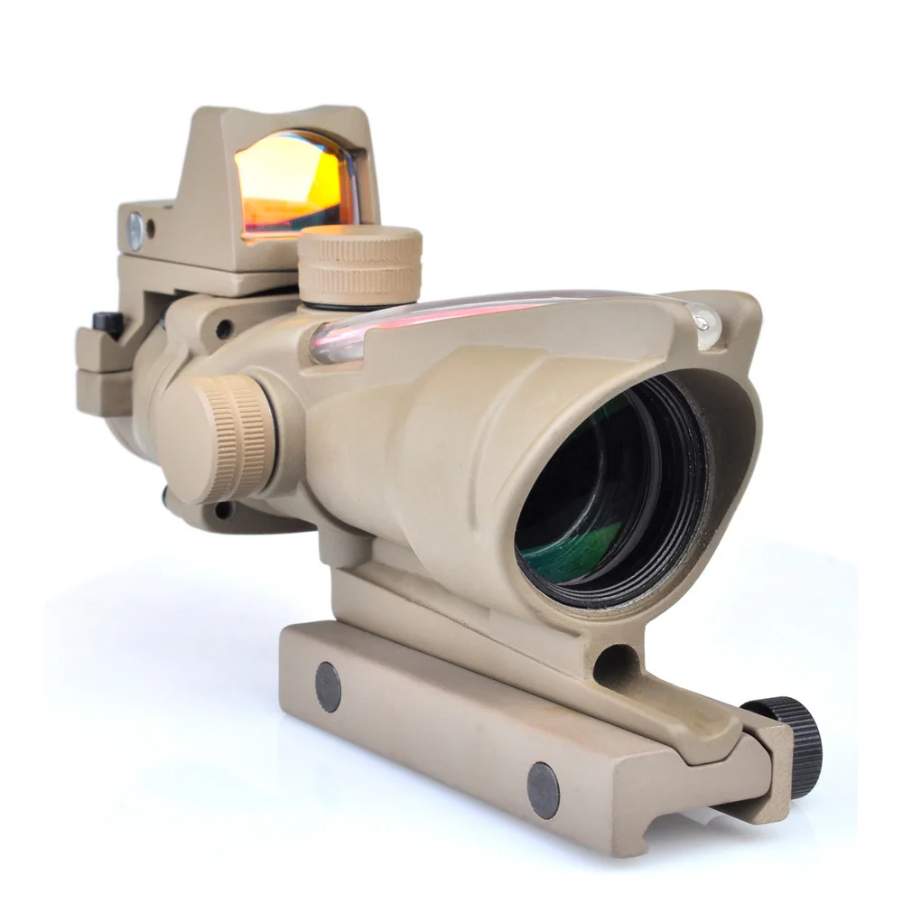 

Weapon Riflescopes ACOG 4X32 rifle scope Red Optical Fiber and red dot sight acog style hunting shooting Military Compat