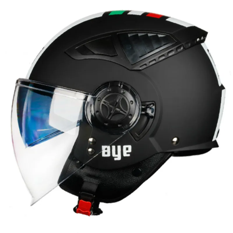 2020 New BYE 256 Motorcycle Retro Helmet, Motorcycle 3/4 Helmet, Summer Cool Double Lens Racing Helmet