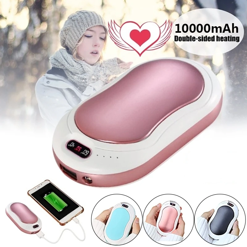 Calentador de manos eléctrico de 10000mAh, calentador LED recargable por USB, 5s de calentamiento rápido, Mini calentador de manos de bolsillo Móvil, 5V de larga duración