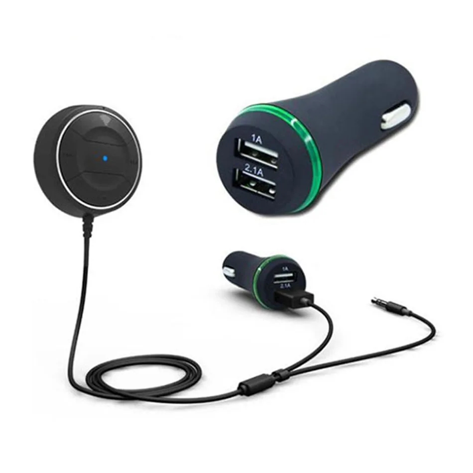 Горячая Распродажа 3,5 мм Bluetooth 4,0 HandsFree стерео автомобильный NFC Aux комплект музыка Aux Громкая связь автомобильный комплект с 2.1A двойной зарядное устройство usb
