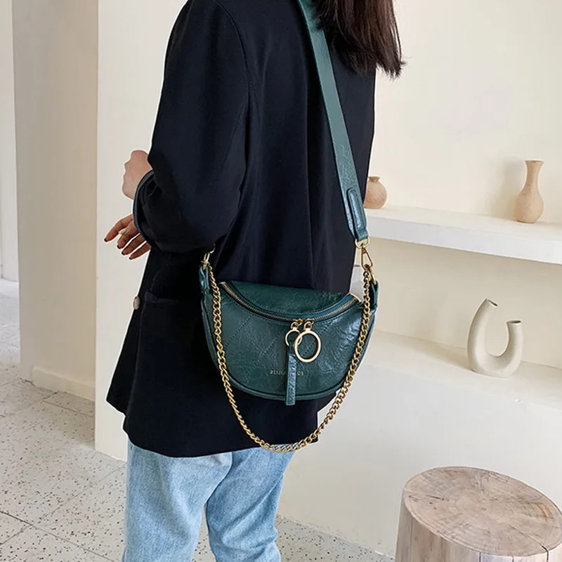 Винтажная Осенняя Женская модная нагрудная сумка, роскошные сумки, женская дизайнерская кожаная сумка на цепочке, сумка через плечо, кошельки зеленого цвета