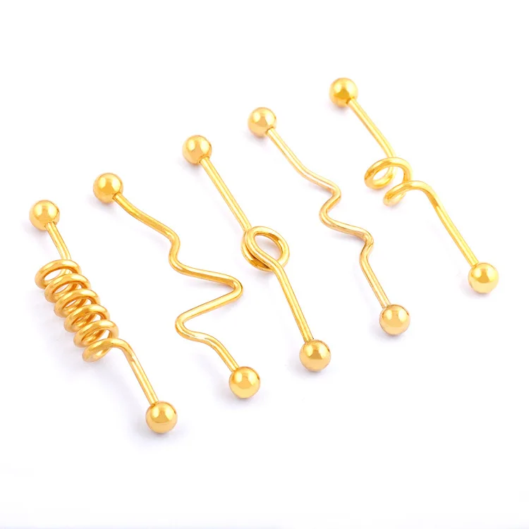 5Pc New Year Hedix Stainless Steel 1.6*38*5mm Ball 14G Long Industrial Barbell Black Earring Piercing Jewelry Plug Tunnel Ear | Украшения и