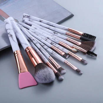 

FLD 12pcs Multifunction Marble Foundation Makeup Brushes Set Eyelash Sponge Eyeshadow Eyebrow Comb Lip Mask Brush Cosmetics Tool