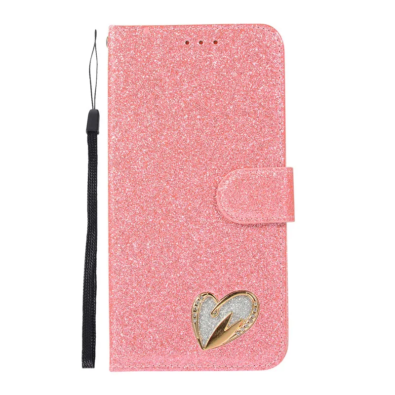 Розовый Чехол Love Jewell для samsung Galaxy A50 A40 A70 A20E Блестящий блестящий кожаный флип-чехол для samsung A 50 70 40 20E чехол для телефона - Цвет: Розовый