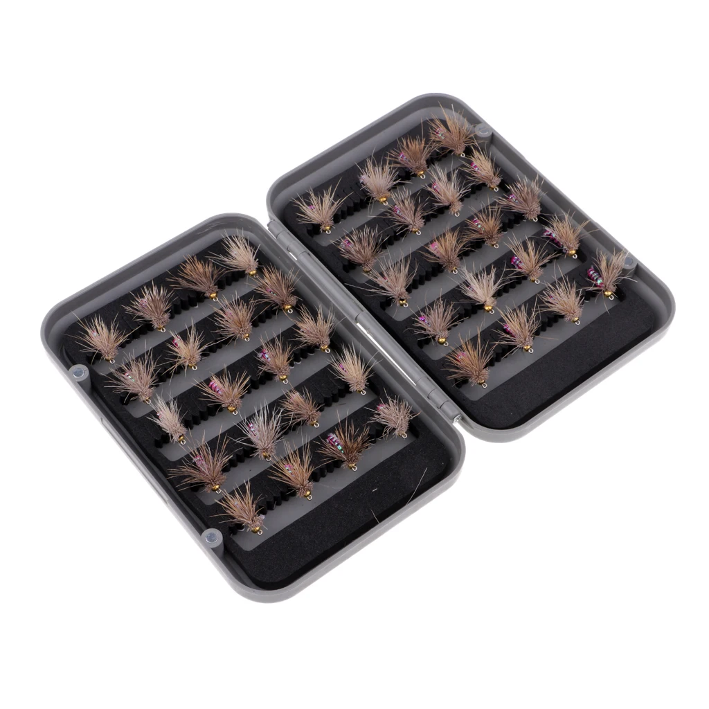 40pcs Dry Flies Fly Fishing Flies Kit Bass Salmon Trout Flies Floating Assortment with Fly Box for Freshwater and Saltwater