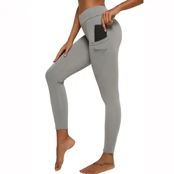 

Fitness Women Leggings Polyester Ankle-Length Breathable Pants skinny leggings with pocket Women Standard Fold Push Up Legging