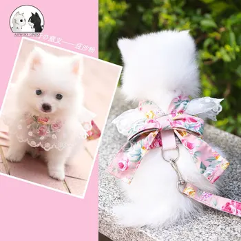 

Lace Dot Pet Dog Harness and Leash Set for Small Medium Dogs Cat Bow Harnesses Vest Puppy Chest Strap Pug Chihuahua Pet Leads