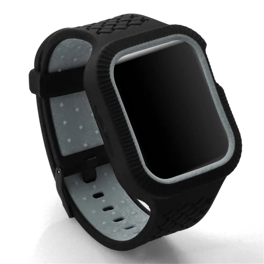 Модный Цветной чехол с мягкий силиконовый ремень для Apple Watch 5 Band Series 5 4 40 мм 44 мм тканый браслет с узором для iWatch Belt